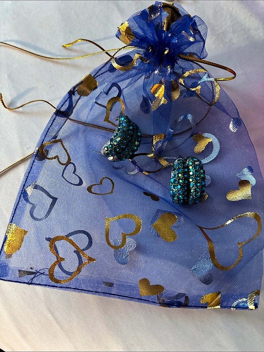 Beaded Drop Earrings in Blue & Green Like New